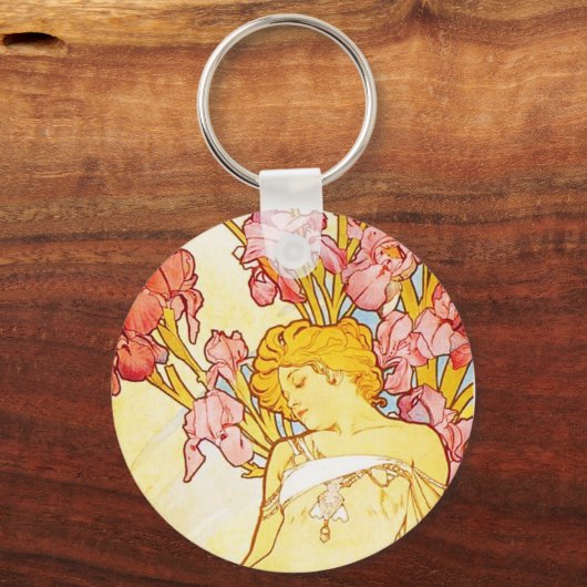 Alphonse Mucha Iris Sleutelhanger (Voorkant)