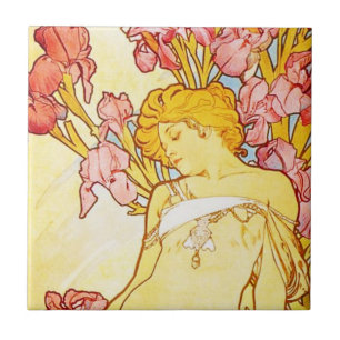 Alphonse Mucha Iris Tile Tegeltje