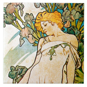 Alphonse Mucha - Iris WB Tegeltje