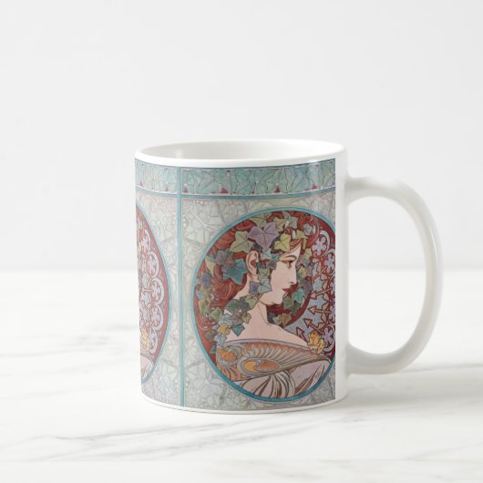 Alphonse Mucha Ivy Art Nouveau Coffee Mok (Rechts)