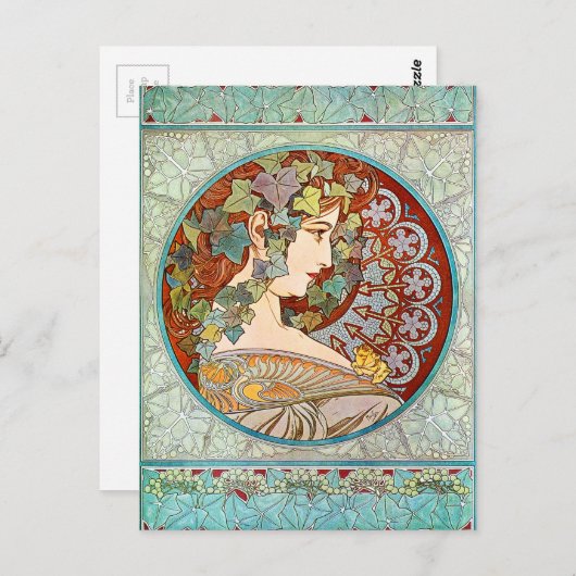 Alphonse Mucha Ivy Briefkaart (Voorkant / Achterkant)