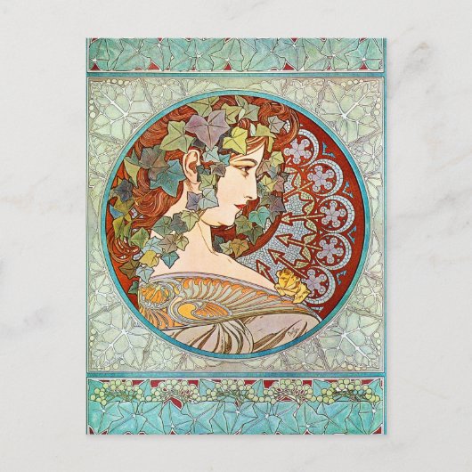 Alphonse Mucha Ivy Briefkaart (Voorkant)