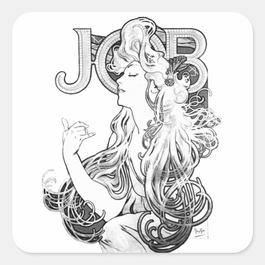Alphonse Mucha JOB ISOGS Vierkante Sticker (Voorkant)