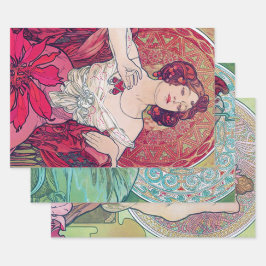 Alphonse Mucha, juwelen Inpakpapier Vel