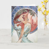 Alphonse Mucha Kaart (Gele Bloem)