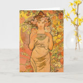 Alphonse Mucha La carte de voeux Rose (Fleur jaune)
