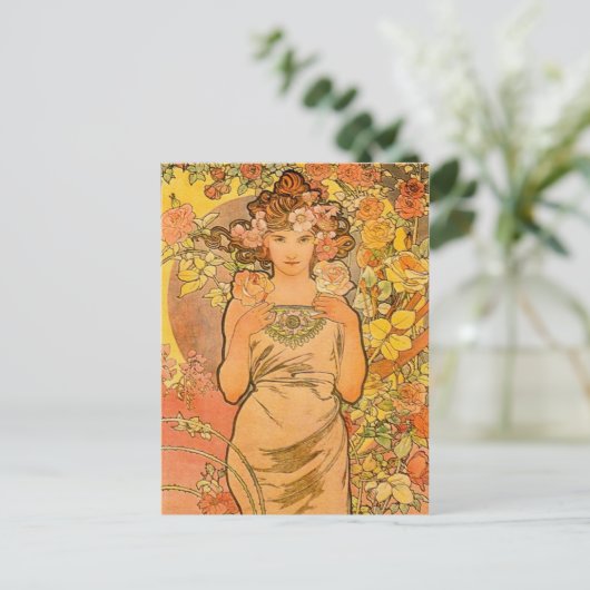 Alphonse Mucha La Carte Postale Rose (Debout devant)