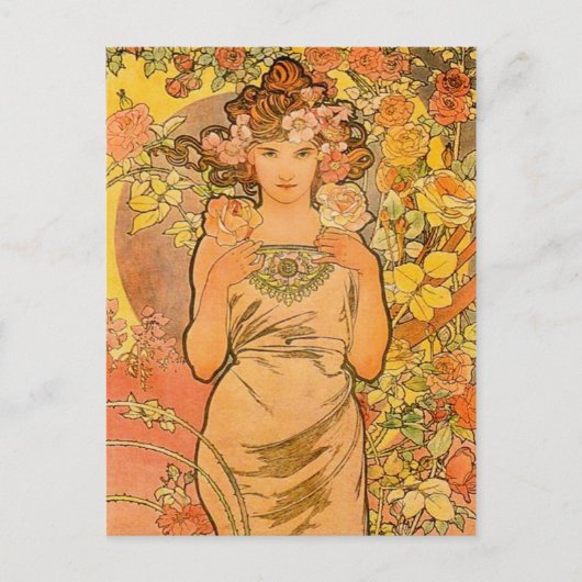 Alphonse Mucha La Carte Postale Rose (Devant)