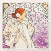 Alphonse Mucha La Dame 1896 Art  Glazen Onderzetter (Voorkant)