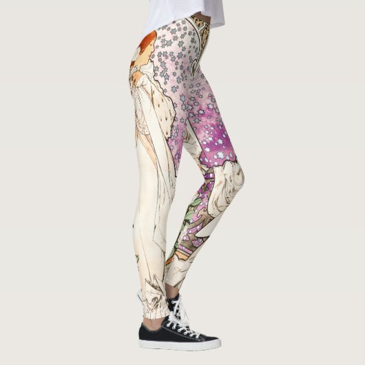 Alphonse Mucha La Dame 1896 Art  Leggings (Rechts)