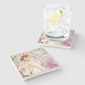 Alphonse Mucha La Dame 1896 Art Stenen Onderzetter (Zijkant)