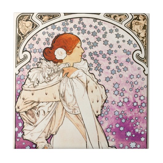 Alphonse Mucha La Dame 1896 Art  Tegeltje (Voorkant)