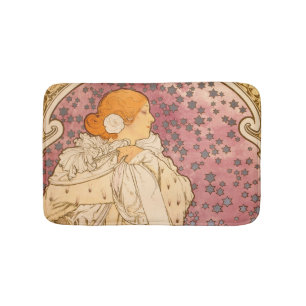 Alphonse Mucha La Dame Aux Camelias: Art Nouveau Badmat