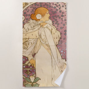 Alphonse Mucha La Dame Aux Camelias: Art Nouveau Strandlaken