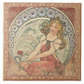 Alphonse Mucha La Peinture Art  Tegeltje (Voorkant)