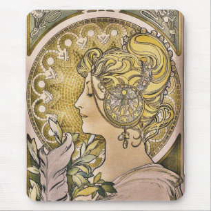 Alphonse Mucha, La Plume Mooie Meisje Muismat