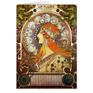 Alphonse Mucha La Plume Zodiac Art