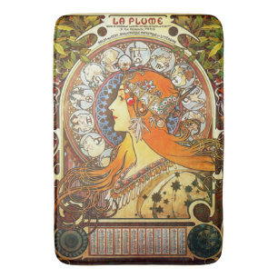 Alphonse Mucha La Plume Zodiac Art Badmat