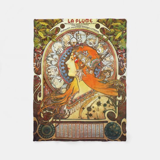 Alphonse Mucha La Plume Zodiac Art  Fleece Deken (Voorkant)