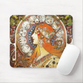 Alphonse Mucha La Plume Zodiac Art  Muismat (Met muis)