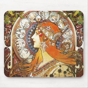 Alphonse Mucha La Plume Zodiac Art Muismat