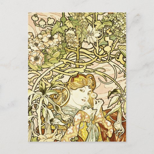 Alphonse Mucha - Lady With Daisy 1898 Briefkaart (Voorkant)