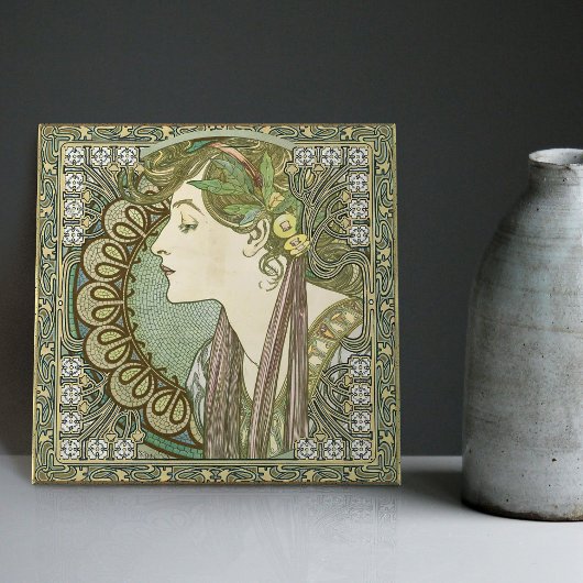 Alphonse Mucha LAUREL 1901 Art  Tegeltje