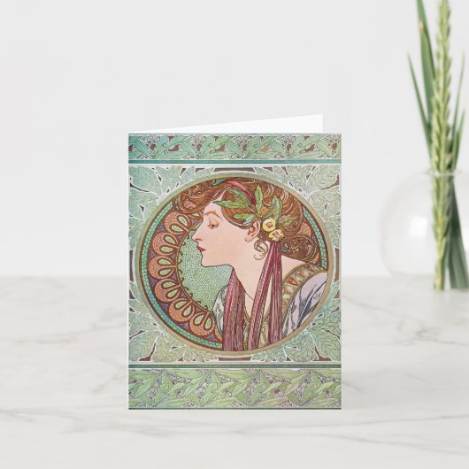 Alphonse Mucha Laurel Art Nouveau Cartes de notes (Devant)