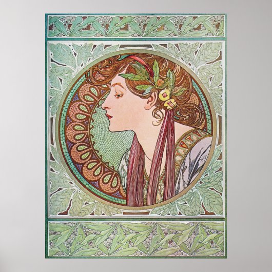 Alphonse Mucha Laurel Art Nouveau Poster Print (Voorkant)