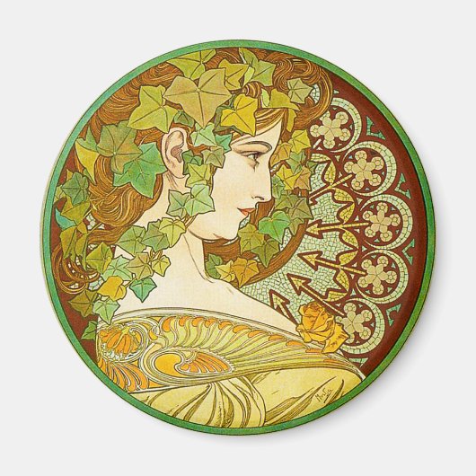 Alphonse Mucha Laurel Magnet Magneet (Voorkant)