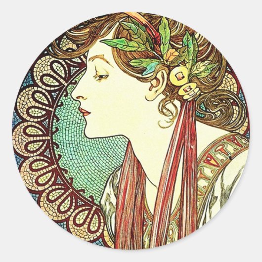 Alphonse Mucha Laurel Stickers (Voorkant)