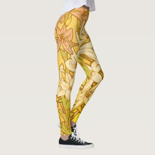 Alphonse Mucha Lelie Bloemen Patroon: Art Nouveau Leggings