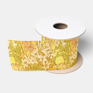 Alphonse Mucha Lelie Bloemen Patroon: Art Nouveau Lint