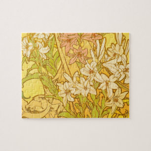 Alphonse Mucha Lelietjes Bloempatroon: Art Nouveau Legpuzzel