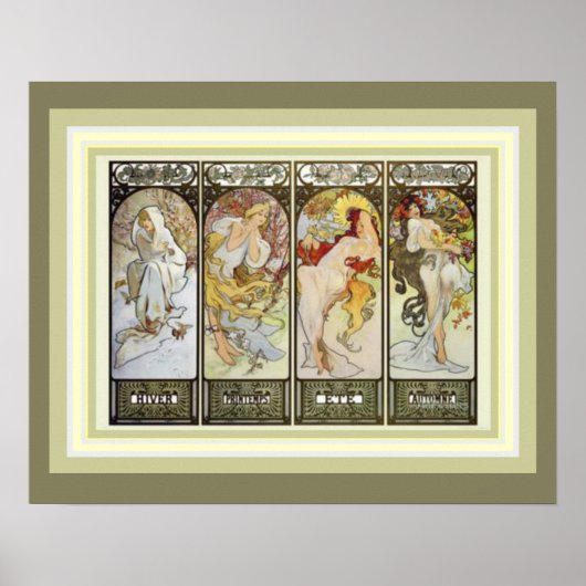 Alphonse Mucha Les Saisons Poster 16 x 20 (Devant)