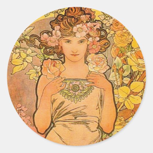 Alphonse Mucha Les Stickers Roses (Devant)