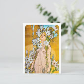 Alphonse Mucha - Lily - White Border Briefkaart (Staand voorkant)