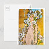 Alphonse Mucha - Lily - White Border Briefkaart (Voorkant / Achterkant)