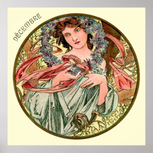 Alphonse Mucha maand december Poster