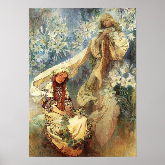 Alphonse Mucha Madonna de Lilies Poster (Devant)