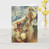 Alphonse Mucha Madonna van het Wenskaart van Kaart (Gele Bloem)