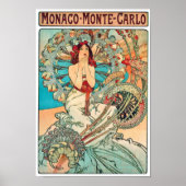 Alphonse Mucha Monaco, Monte-Carlo, 1897 Poster (Voorkant)