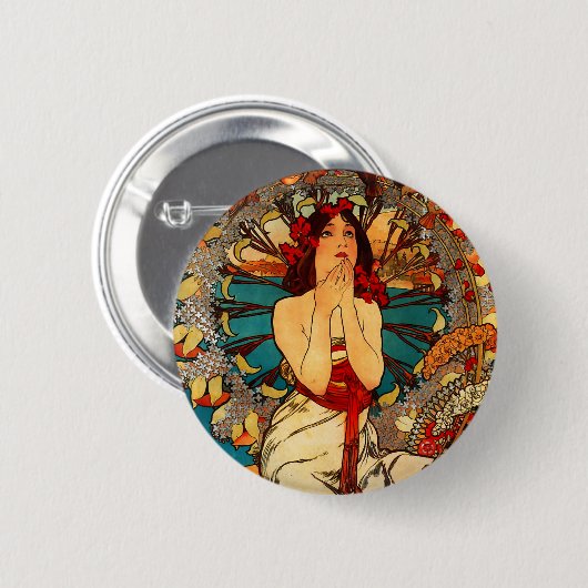 Alphonse Mucha Monte Carlo Button (Voorkant /achterkant)
