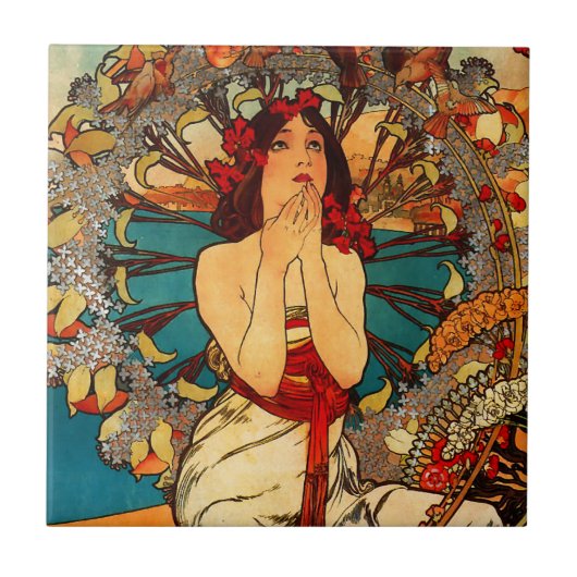 Alphonse Mucha Monte Carlo Tile Tegeltje (Voorkant)