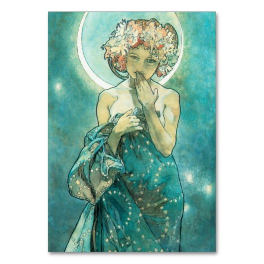Alphonse Mucha Moonlight Clair de Lune Art Nouveau Kaart (Voorkant)