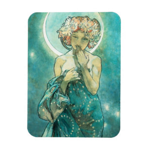 Alphonse Mucha Moonlight Clair de Lune Art Nouveau Magneet