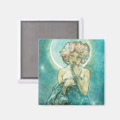 Alphonse Mucha Moonlight Clair de Lune Art Nouveau Magneet (Voorkant / Achterkant)