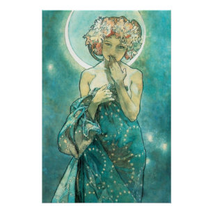 Alphonse Mucha Moonlight Clair de Lune Art Nouveau Perfect Poster