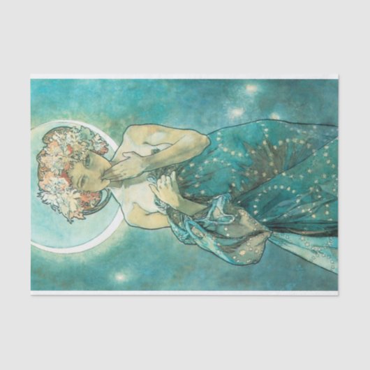 Alphonse Mucha Moonlight Clair de Lune Art Nouveau Tissuepapier (Voorkant)