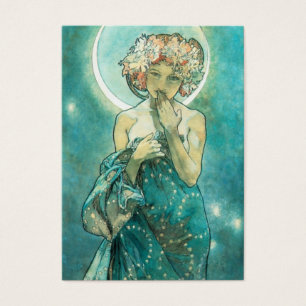 Alphonse Mucha Moonlight Clair de Lune Art Nouveau Visitekaartjes